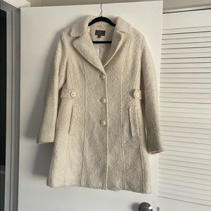 Gallery Off White Wool Button Down Winter Coat